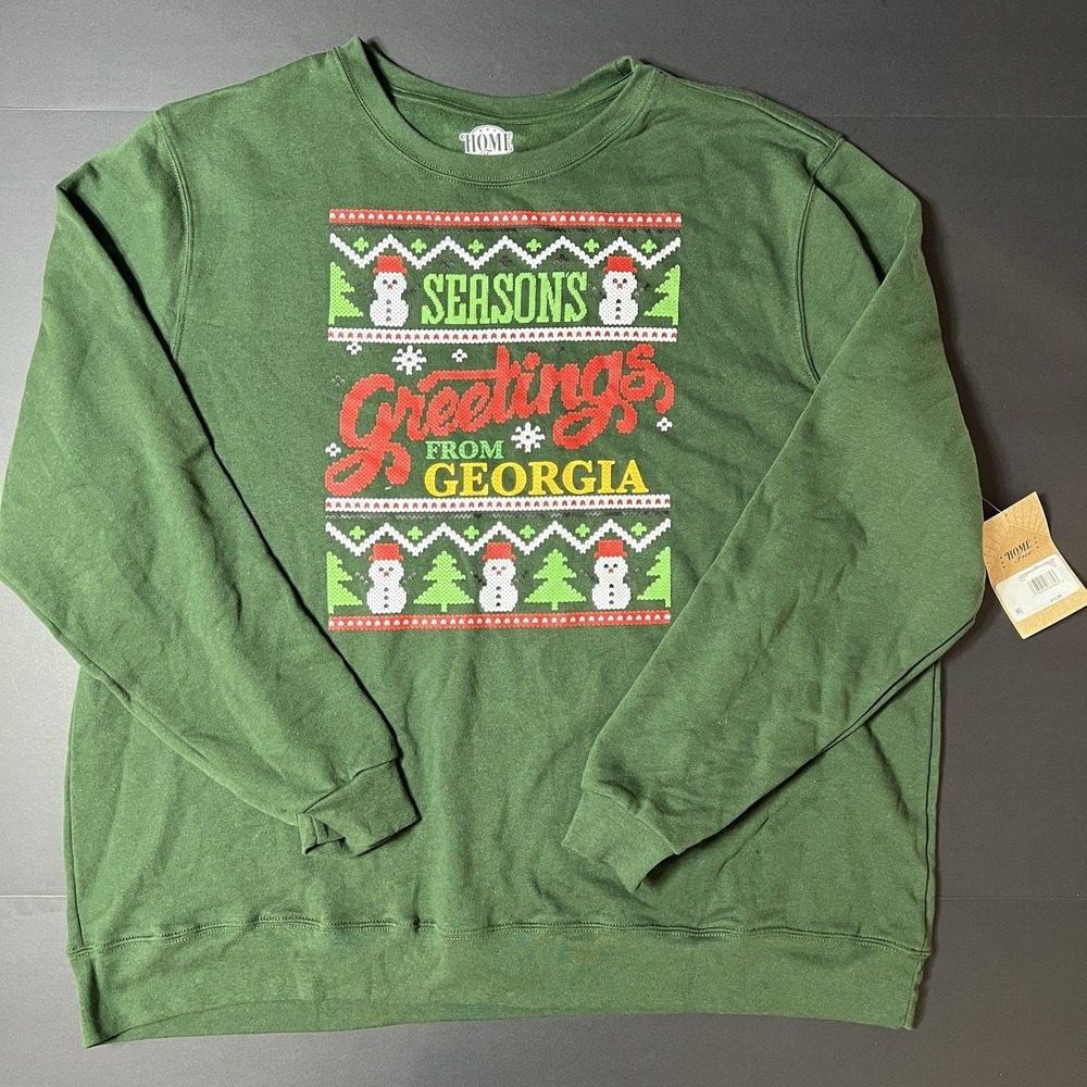 Home Free Season's Greetings From Georgia Sweatshirt Women's 2XL Green NWT